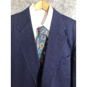 Lands' End Blazer Mens 41R Blue Cotton Twill Sport Coat Jacket Classic Casual